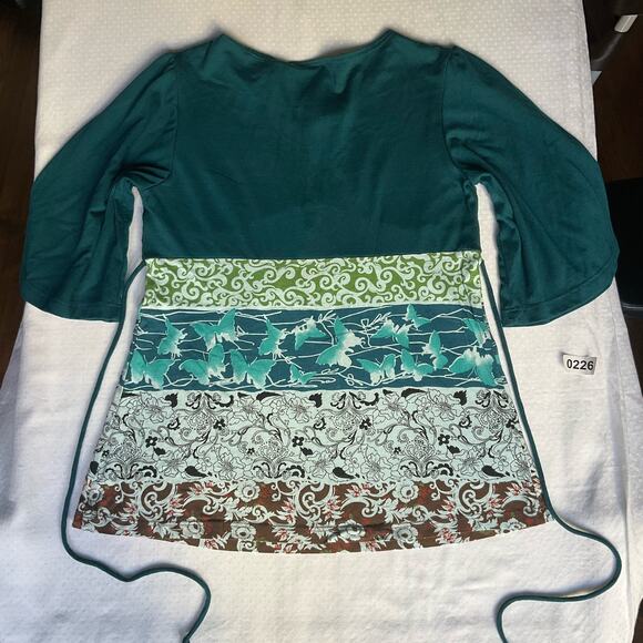 Fresh Brewed Girl 3/4 Sleeve Blouse for Girls, size L, Green Blue,Shining Stones - Picture 8 of 8